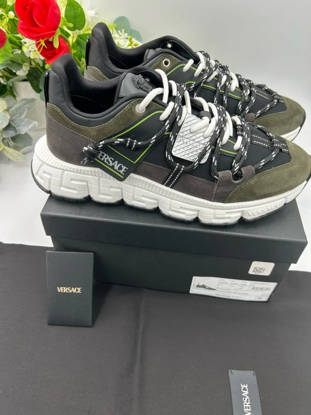 Men's Versace TRIGRECA suede/leather sneakers size 44/11 made in Italy